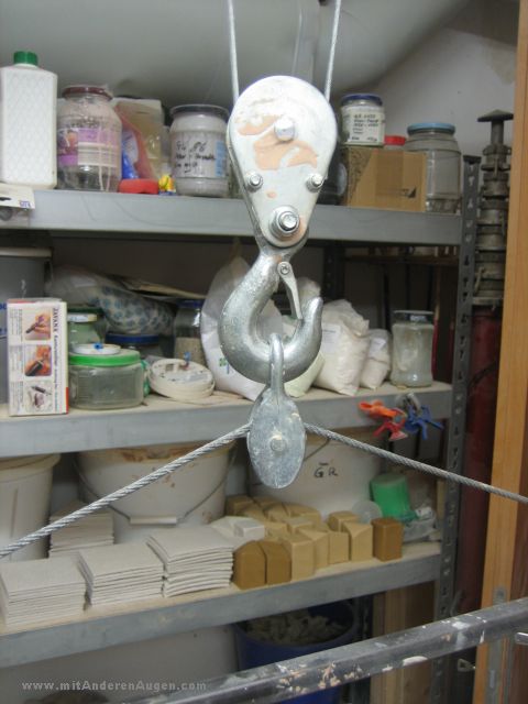 Justierung des Schwerpunktes &uuml;ber Umlenkrolle